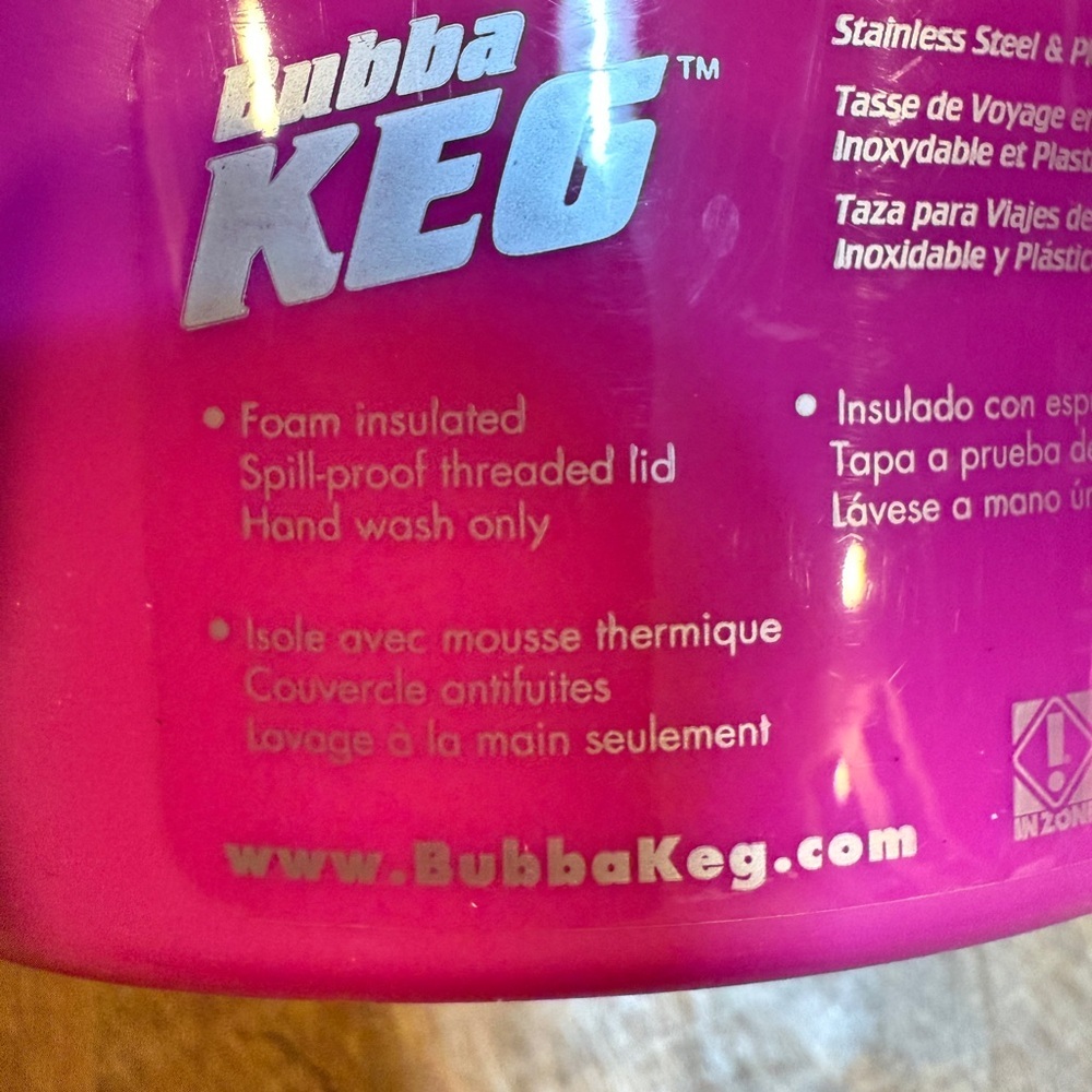 Bubba Keg Pink and Silver Travel Mug Stainless Steel Pink Plastic Huge Thermal - Picture 7 of 14